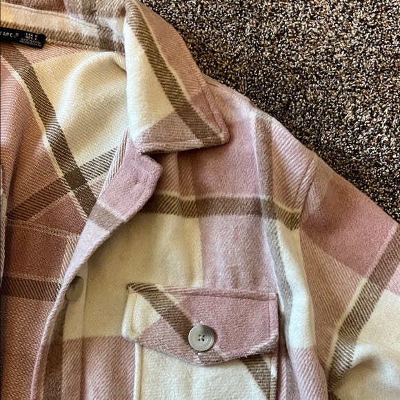 Black Tape_ Pink and Cream Plaid Shacket - Picture 3 of 3